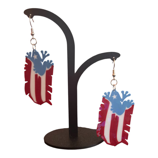 Coqui Puertorican Flag Earrings